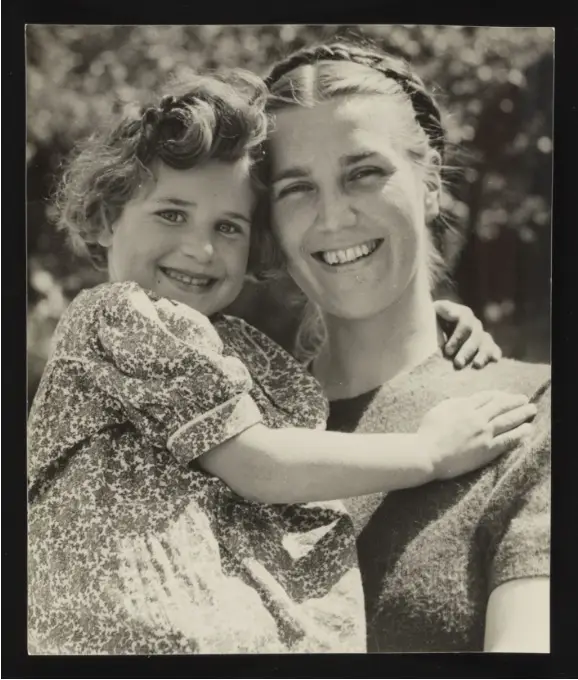 Marjorie McClelland holds Antoinette Steuer, Joint Distribution Committee
